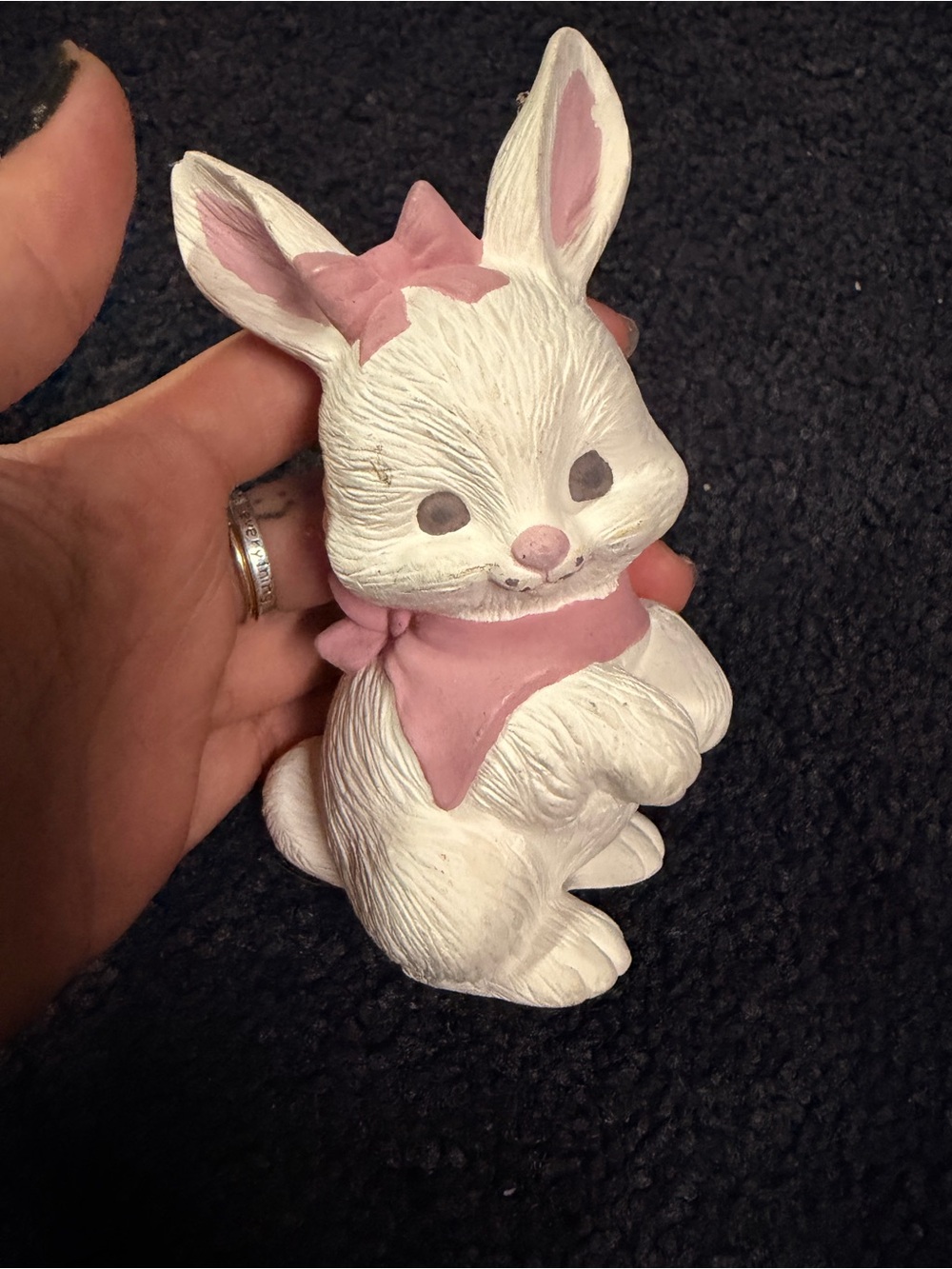 Pink & White Bunny Figurine Small Pet Decor